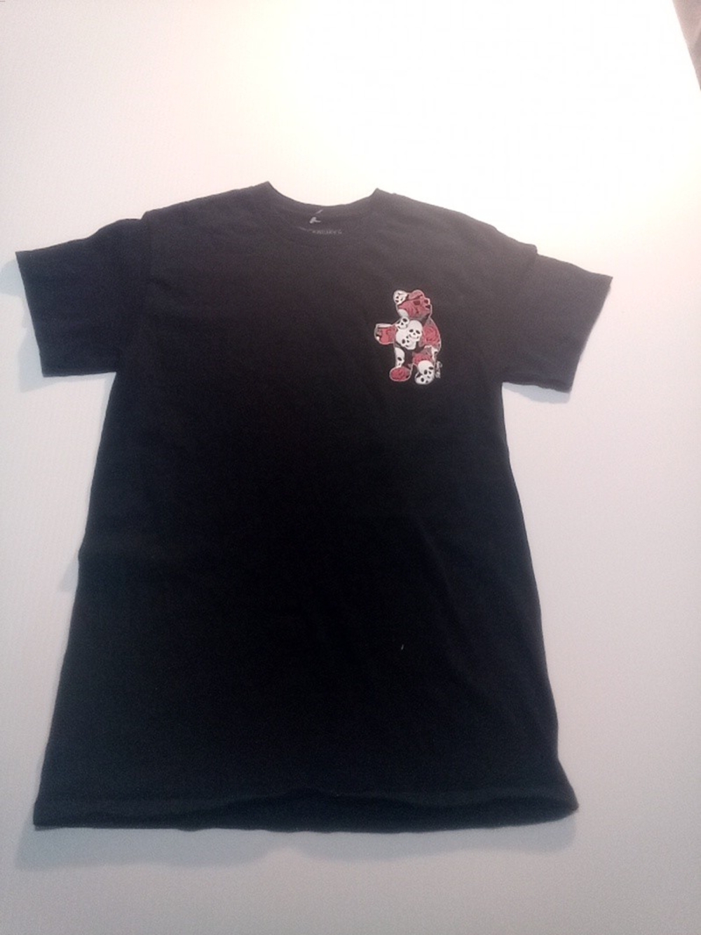 Riot Society Men's Black Graphic Bear Skull Rose Cotton Tee Short Sleeve S